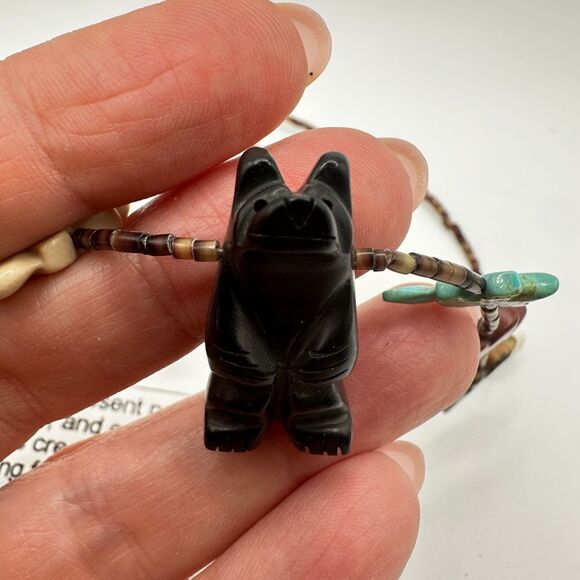 Vintage Zuni-style Fetish Carved Heishi beaded necklace! - Picture 5 of 15